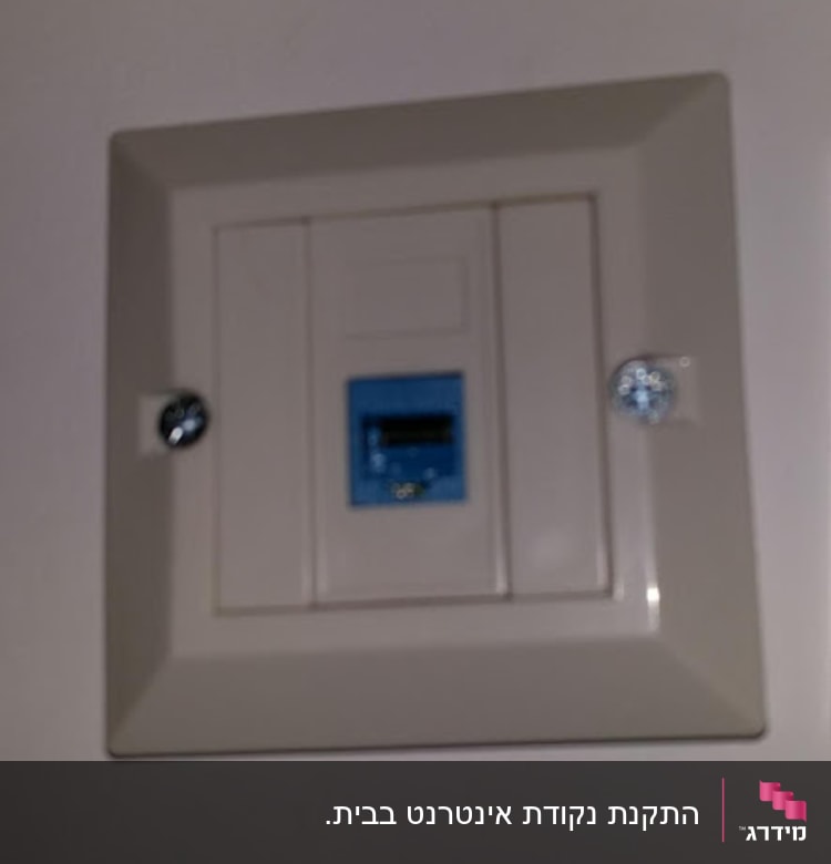 שקע רשת קיר עם חיבור כבל כחול